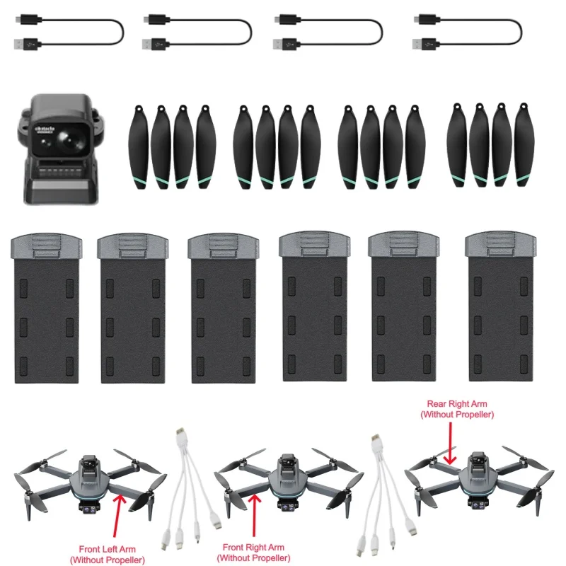L200 PLUS Drone Battery L200 PLUS RC Dron Battery 7.4V 3800mAh Battery Propeller USB Line Laser Obstacle Avoidance Parts