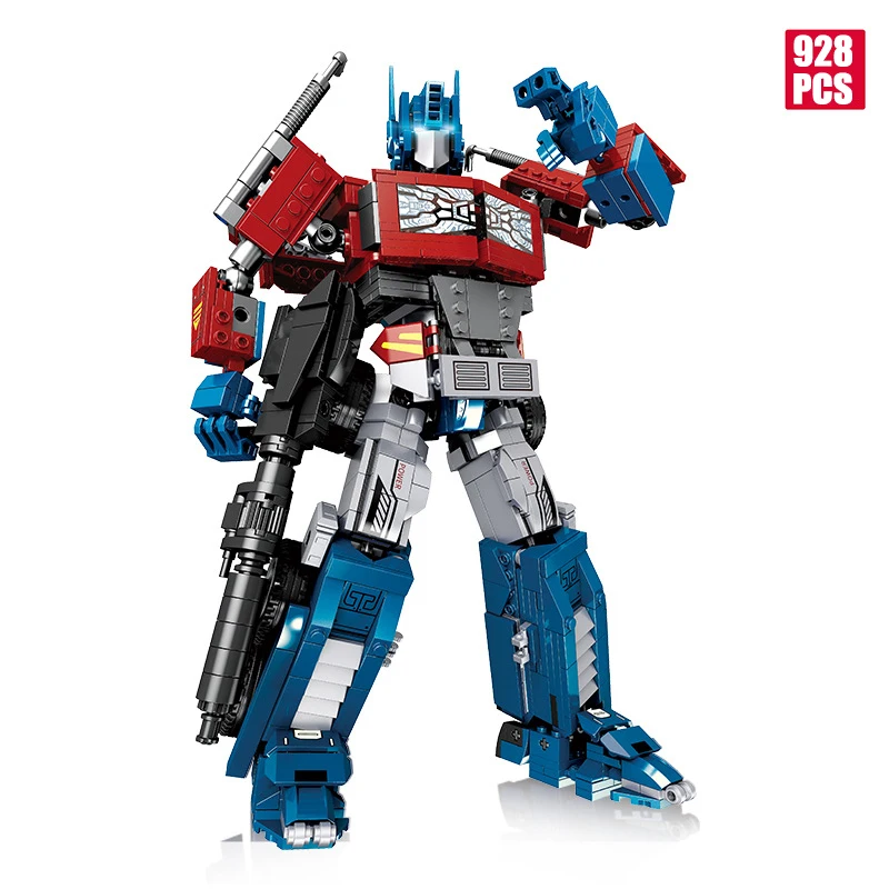 2-in-1 변신 로봇 자동차 블록 키트, 928PCS 레드 블루 메카 트럭 모델 브릭 MOC 조립 DIY 장난감 어린이 선물