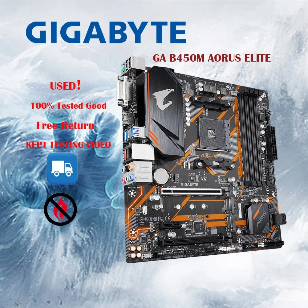

Gigabyte GA B450M AORUS ELITE AMD B450 /4-DDR4 DIMM /M.2 /USB3.1 /Micro-ATX /New / Max-64G Double Channel AM4 Motherboard