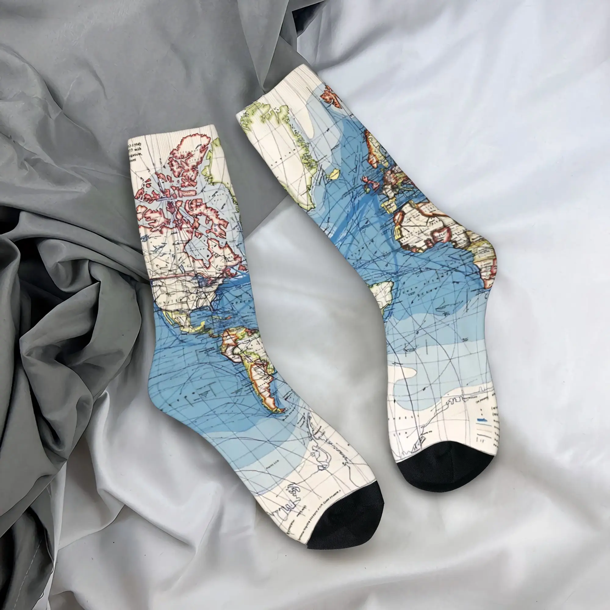 

Deep Blue Ocean Old World Map Printable Download Vintage Stockings Men Socks Quality Trendy Socks Spring Graphic Socks Gift