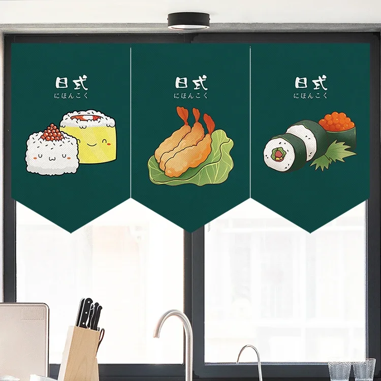 Triangle Door Curtain Japanese Style Kitchen Bedroom Hang Flag Vintage Fabric Decoration For Short Cloth Sushi Restaurant Shop