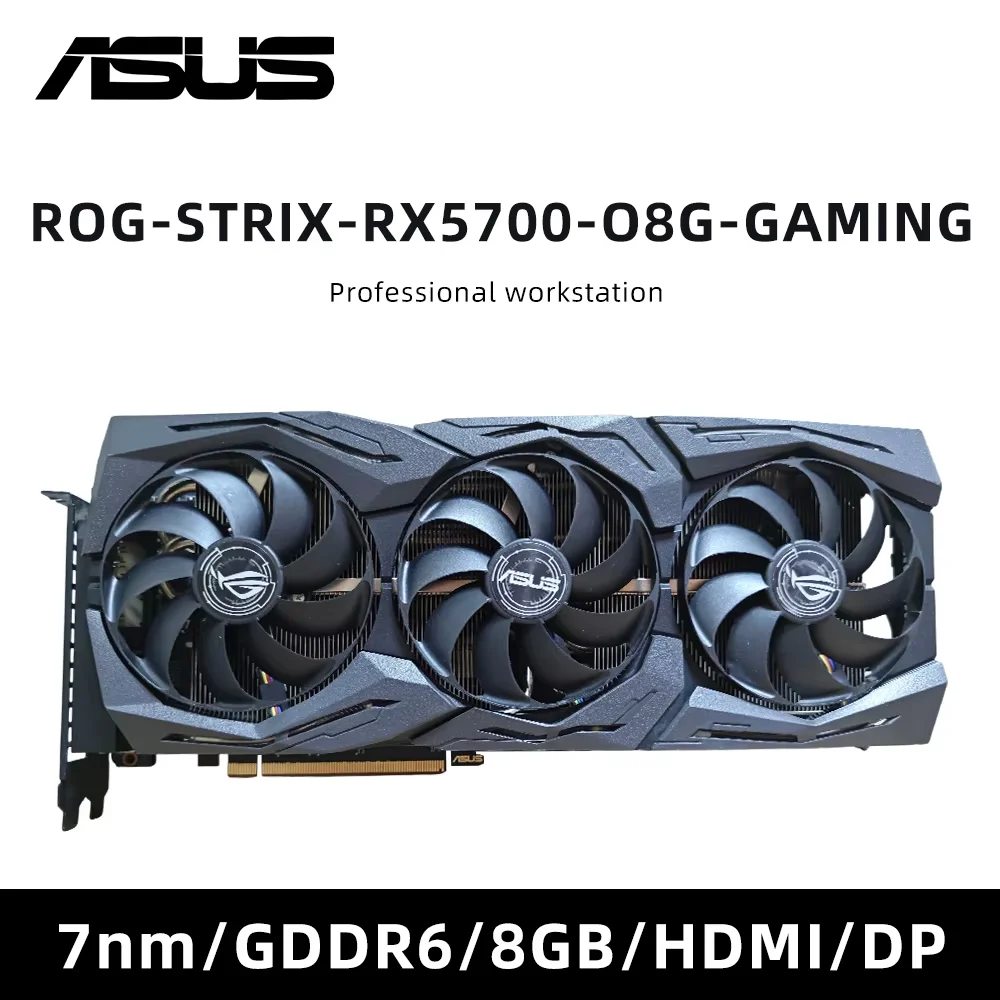AMD RX 5700 8GB GPU ASUS ROG-STRIX-RX5700-O8G-GAMING Graphics Card Support 8GB GDDR6 256bit 8+6pin HDMI DP Triple Fans
