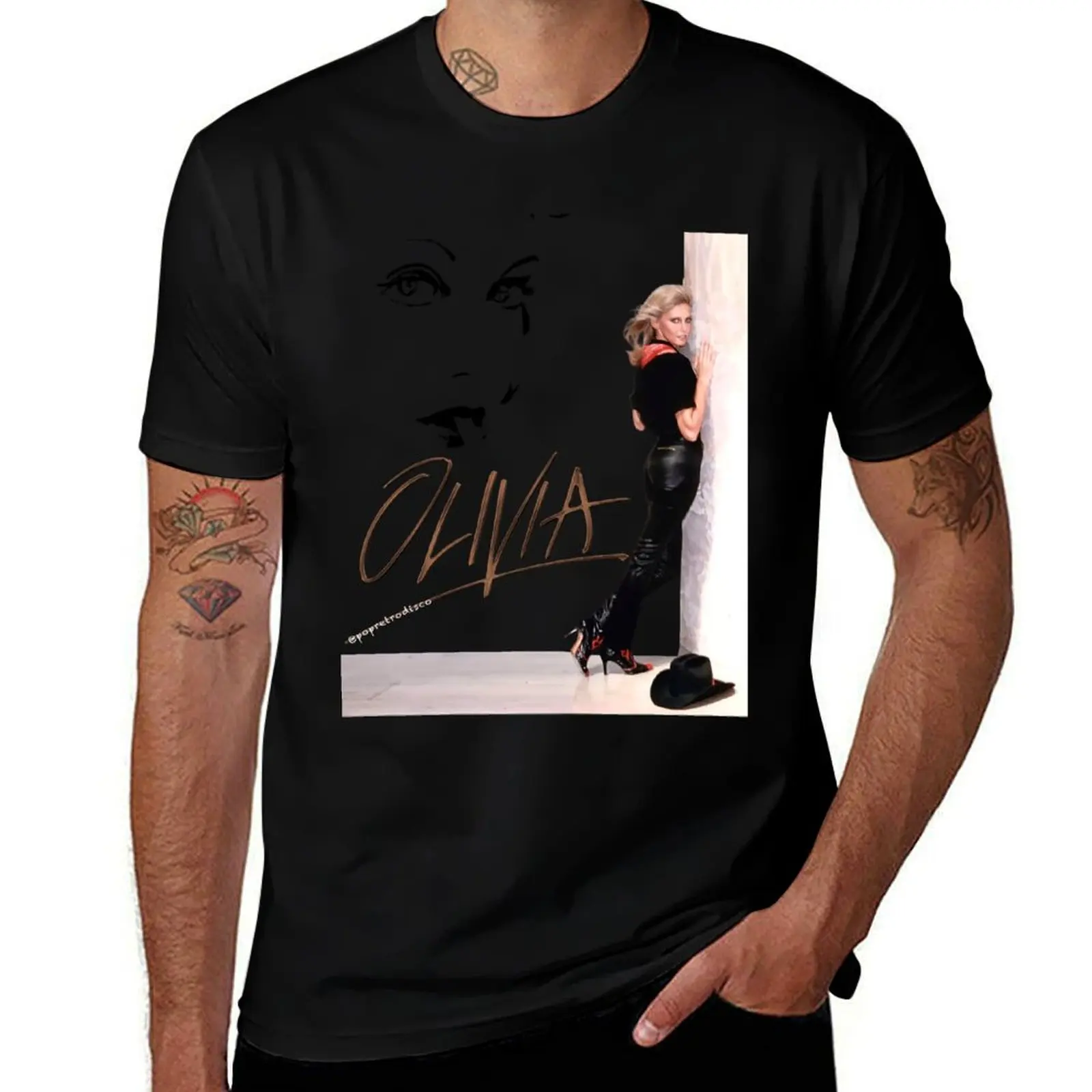 Olivia Newton-John - Totally Hot - Forever Livvy - Designed by PopRetroDisco T-Shirt Casual Breathable Short Sleeve Top