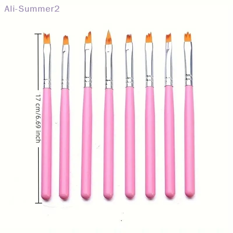 8 قطعة مجموعة مائل التدرج لطخة مسمار زهرة رسم سن المنشار القلم متعدد الوظائف مزيج شكل البتلة اللوحة هلام مسمار فرشاة فنية #6