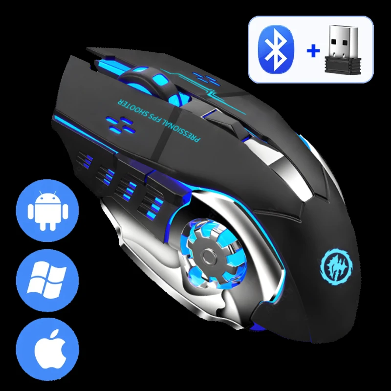 2.4G Bluetooth Wireless Rechargeable Mouse Gaming Mouse For Laptop RGB Backlight E-Sports Mechanical Mouse For PC Computer Gamer