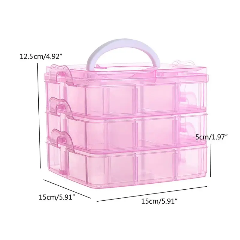 Transparent Portable Large Jewelry Removable Grids Jewelry Storage Rings Necklaces Box Container Case Display