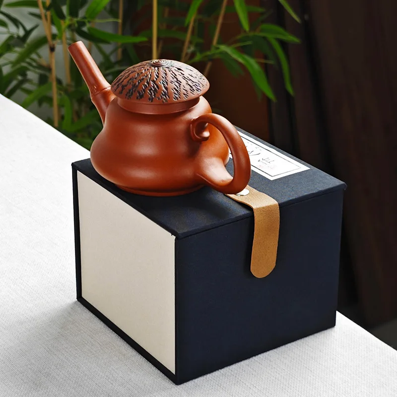 170ml Chinese Yixing Purple Clay Teapots Famous Handmade Dragon Pattern Xishi Tea Pot Raw Ore Dahongpao Kettle Zisha Tea Set