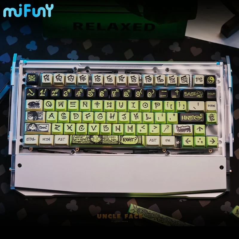 MiFuny Keycap Set Graffiti Artist Style PBT 5-sided Sublimation Keyboard Cap 135keys MDA Profile Key Cap for Mechanical Keyboard