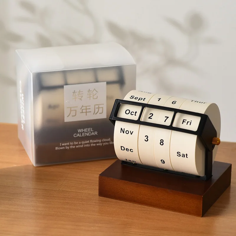 2025 Kawaii Desk Perpetual Calendar Manual Wheel Table Calendar Desktop Decoration Countdown School Stationery