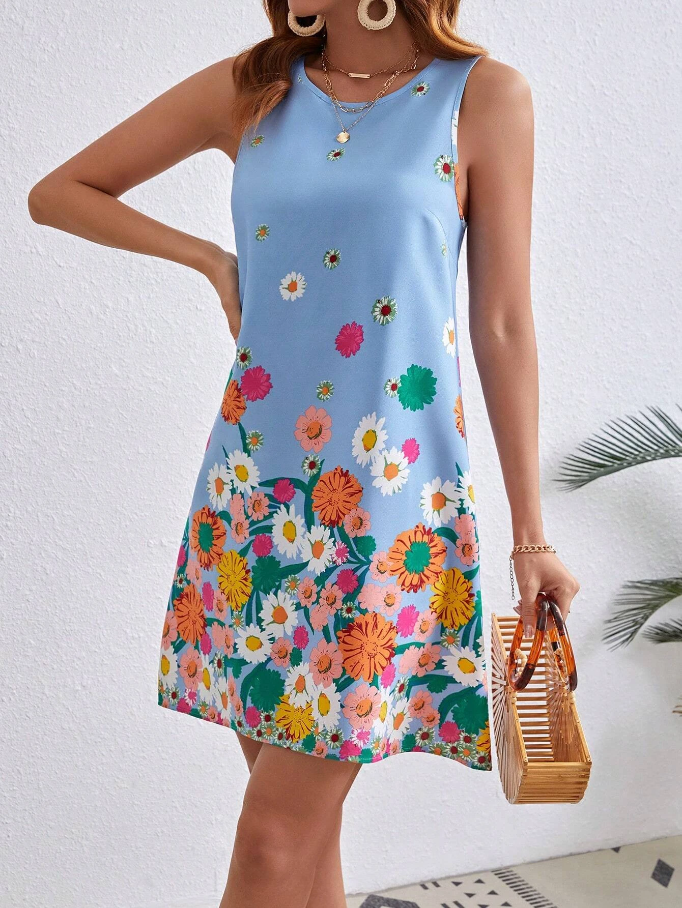 Robe moulante sans manches à imprimé Floral pour femmes, robe de voyage hawaïenne Y2k, vêtements féminins, t-shirts d'été