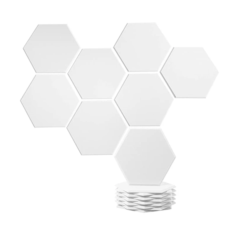 12 Pack Hexagonal Acoustic Panels White For Soundproofing Of Recording Studios, Offices, Home Studios