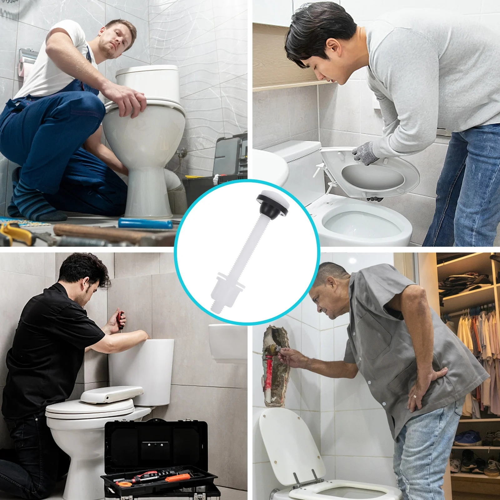 

4Pcs Toilet Water Tank Mount Bolts Pom Rubber Durable Toilet Seat Fixing Screws Universal Replacement Parts Set