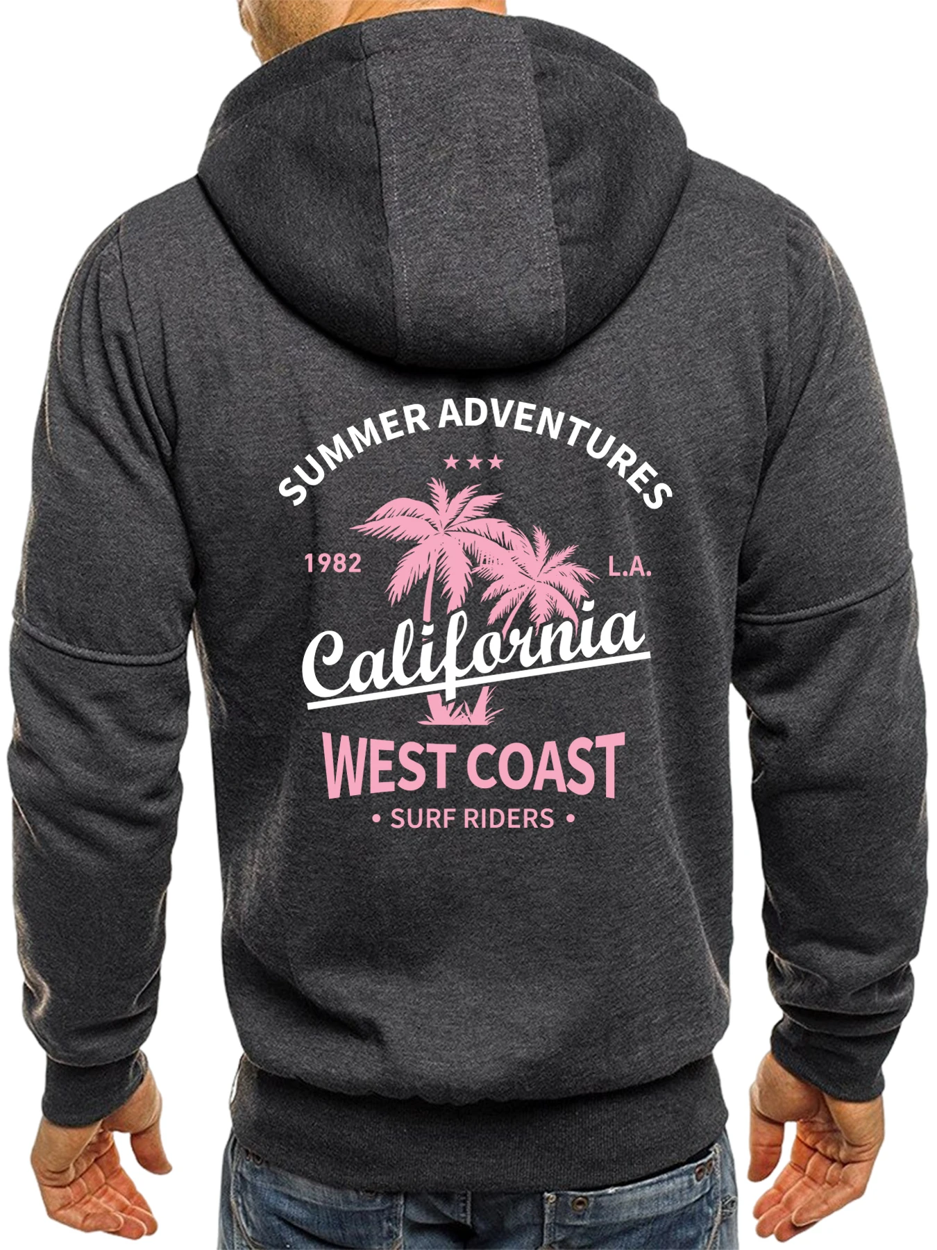 Summer Adventures California West Coast Design Man Zipper Hoodie Autumn Fleece Clothes Casual Soft Hoody Oversized Sportswear