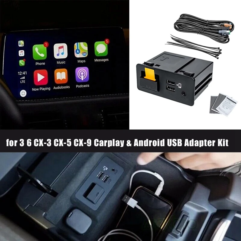 

For Mazda 2 3 6 CX-3 CX-5 CX-9 For Apple Carplay Android USB Aux Miata Interface Port Hub Adapter TK78-66-9U0C 00008FZ34