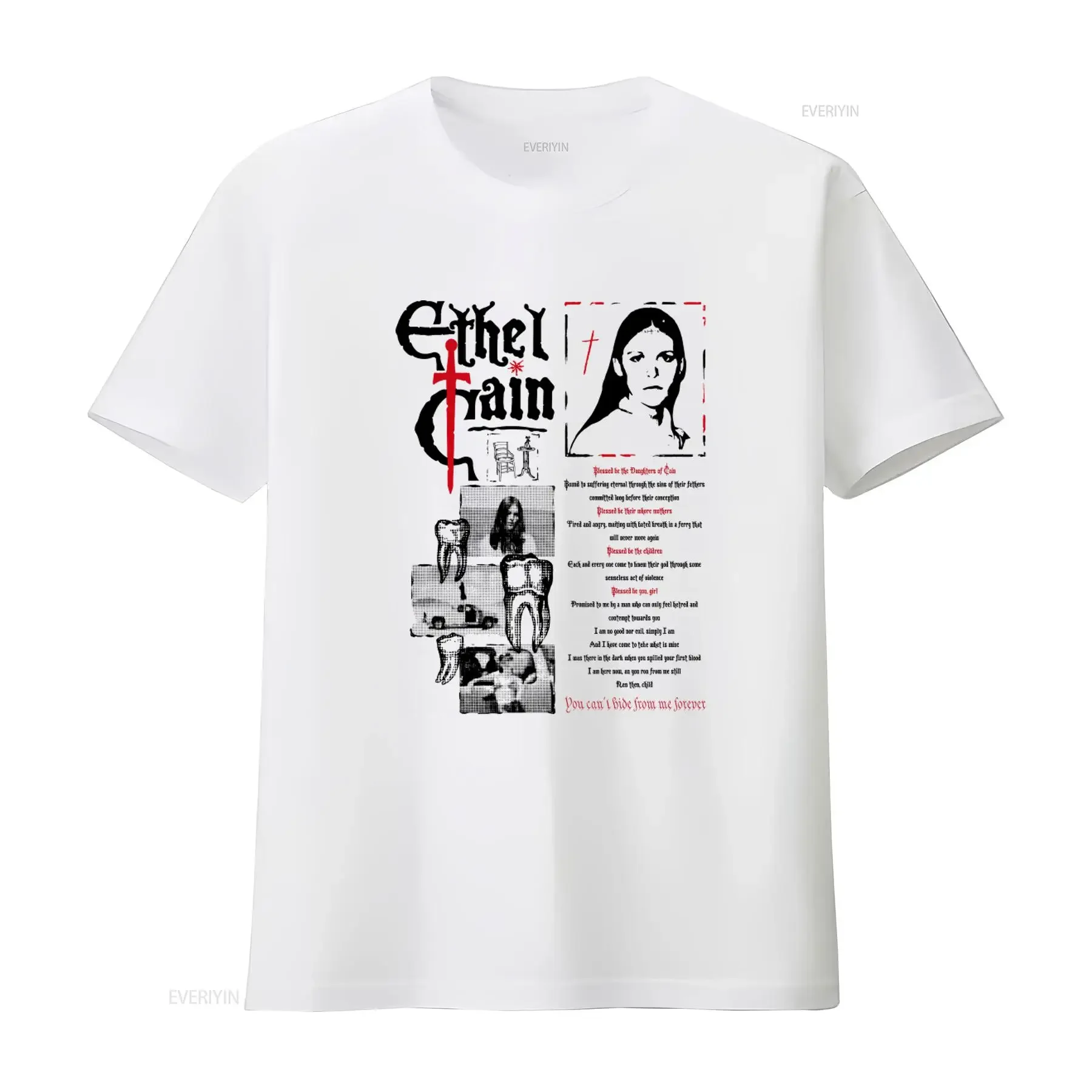 Ethel Cain You Can't Hide From Me Forever T Shirt Full Size S 5XL vintage Washed designer clothes homme streetwear Slightly
