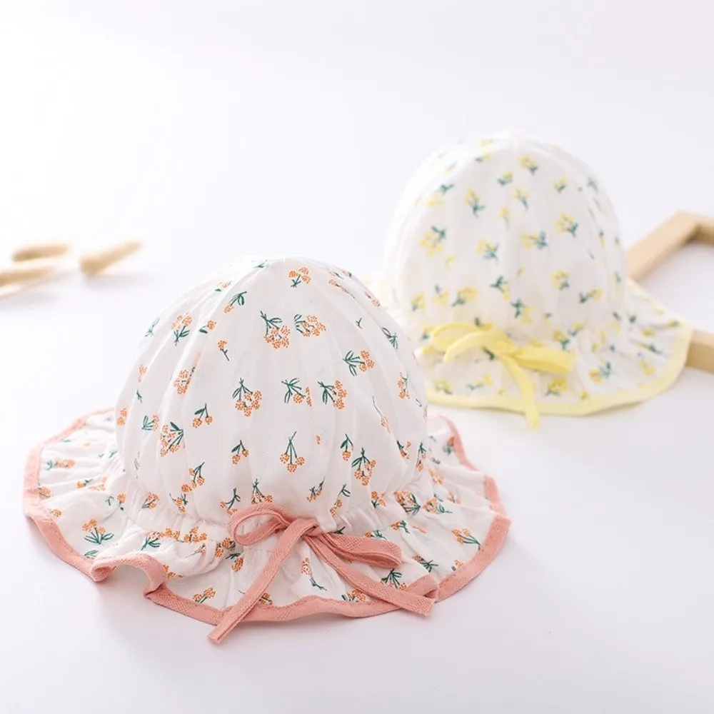 

Soft Breathable Baby Hat Lovely Bow Sun Visors Infant Hat Drawstring Visors Comfortable Fisherman Hat Girl