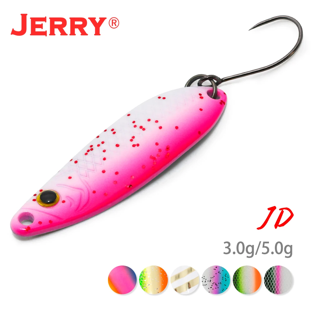 Jerry JD Area Trout Brass Micro Single Hook Metal Spoon Lure 3.5g 5g Artificial Glitter Wobbler Baits Bass Perch Fishing Tackle