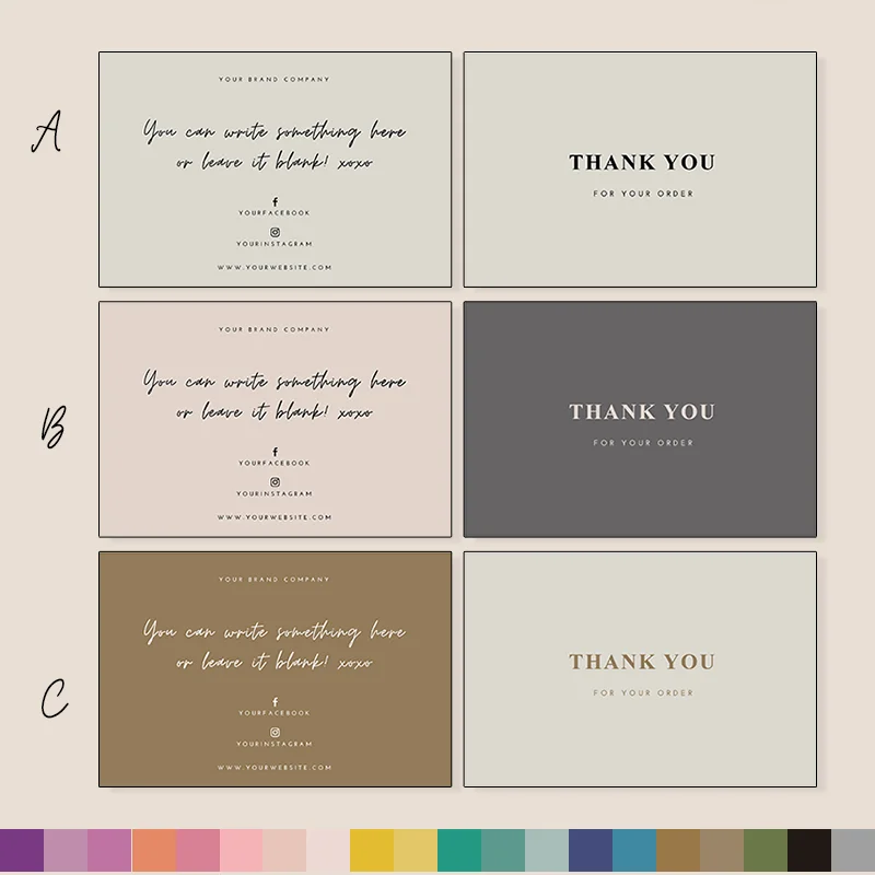 Printable Luxury Thank You Cards  For Your Order Template Accept Customized Aesthetic Tumblr Cards with Logo big Beige color