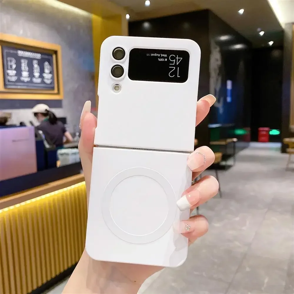 حافظة Magsafe للشحن اللاسلكي المغناطيسي لهاتف سامسونج جالاكسي Z Flip7 Flip6 Flip5 4 3 5g غطاء خلفي من السيليكون غير اللامع Zflip Flip 6 5 4 3 #6