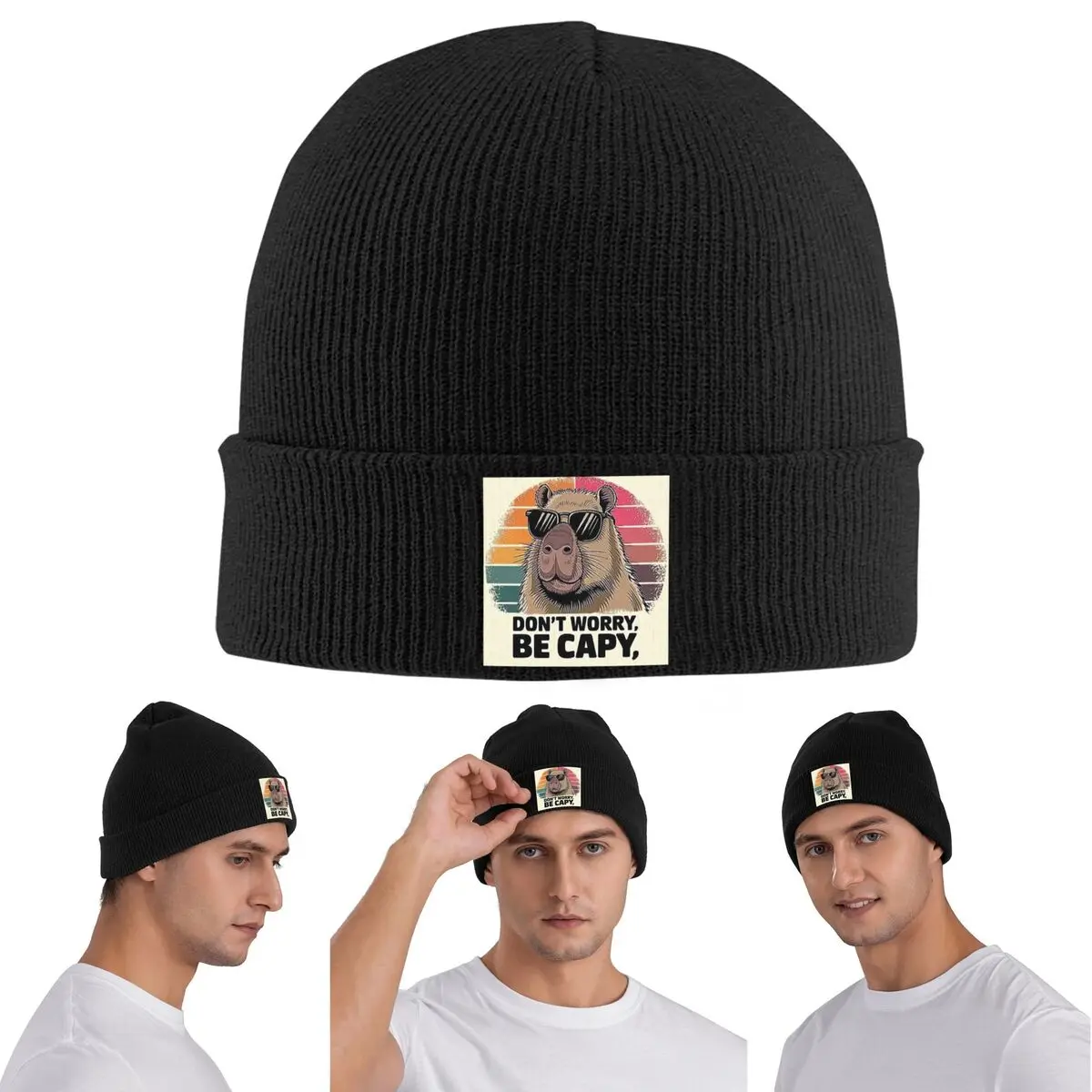 

Милая теплая вязаная шапка с капибарой Be Cappy, зимняя вязаная шапка с капюшоном, шапочки Skullies, шапки в стиле хип-хоп для унисекс
