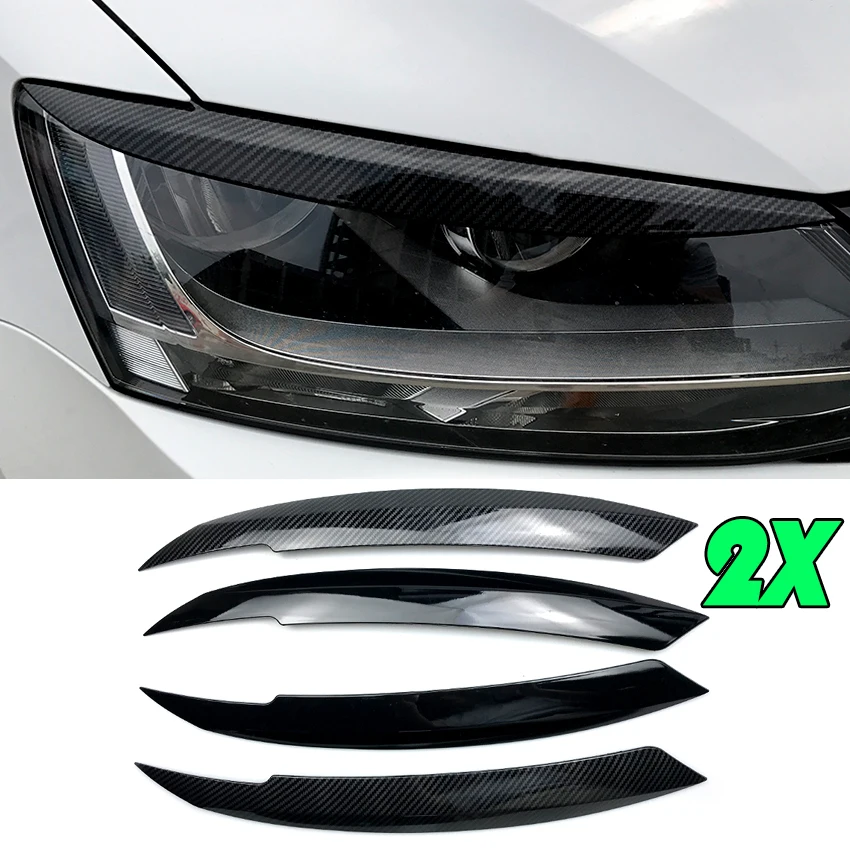 2PCS Car Headlight Eyelid Eyebrow Trim Sticker Cover For VW Jetta MK6 Sagitar NCS 20102011 2012 2013 2014 2015 2016 2017 2018 2P