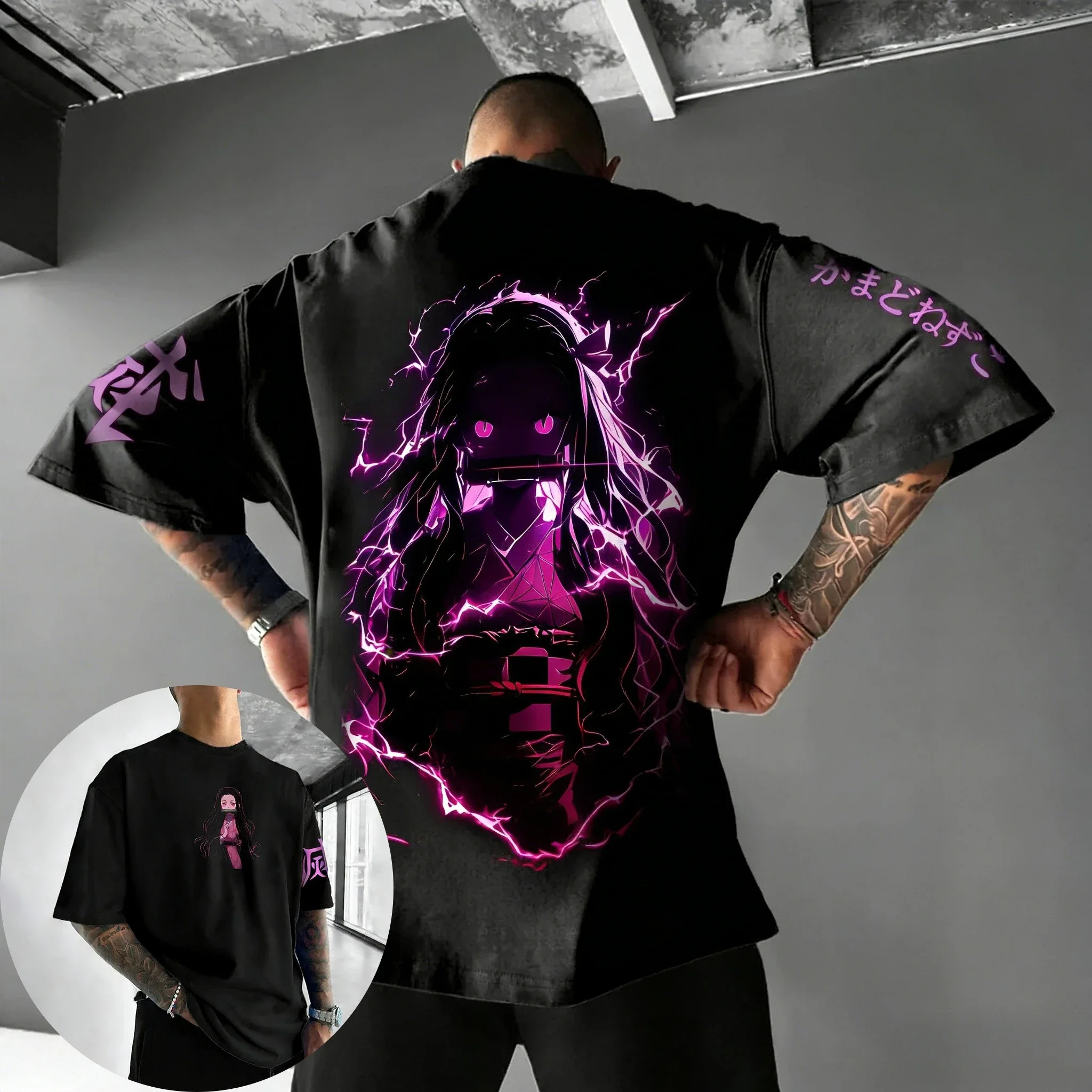 

Футболка унисекс «Истребитель демонов» 2026 года, летняя, с принтом аниме Нэзуко, в стиле Харадзюку, больших размеров, повседневная, свободная, Y2K, для родителей и детей