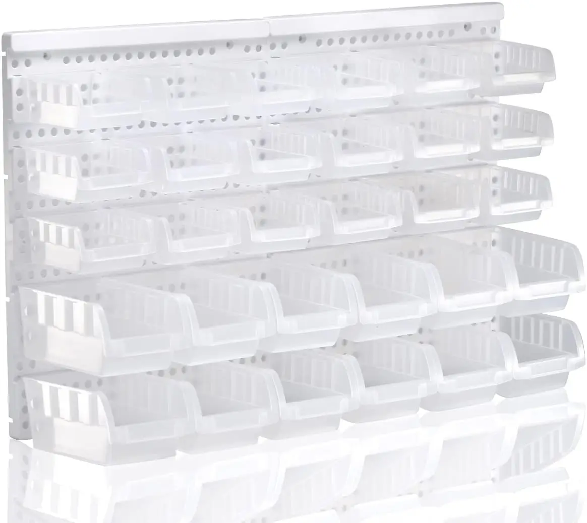 

30 Pcs Transparent Garage Organizer Bins, Wall Mounted Storage for Nuts, Bolts, Screws, Nails