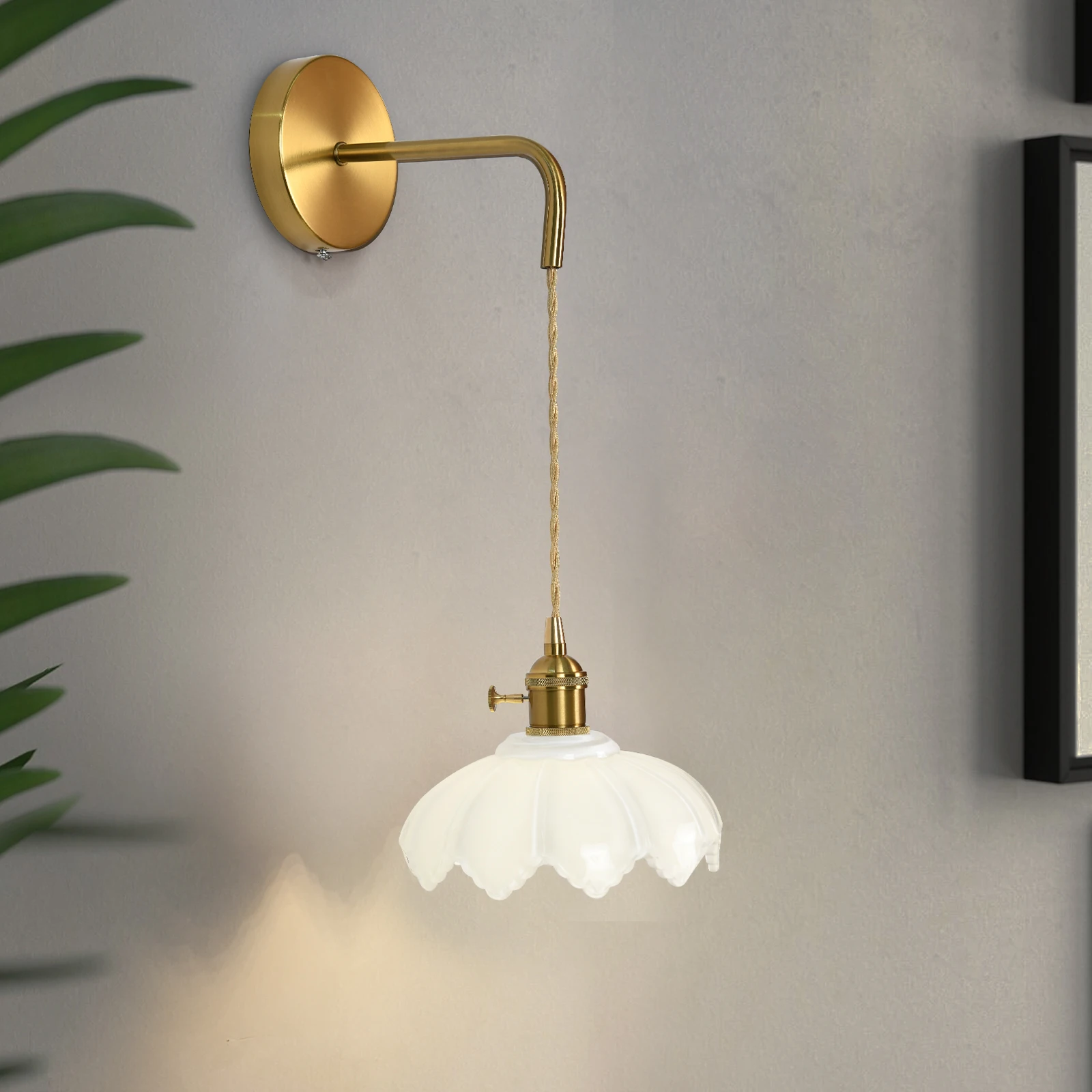 

Modern Simple Floral Glass Wall Lamp Bedside Lamp for Bedroom Room Decoration Study Led Lights Mirror Light Nordic Wall Sconce