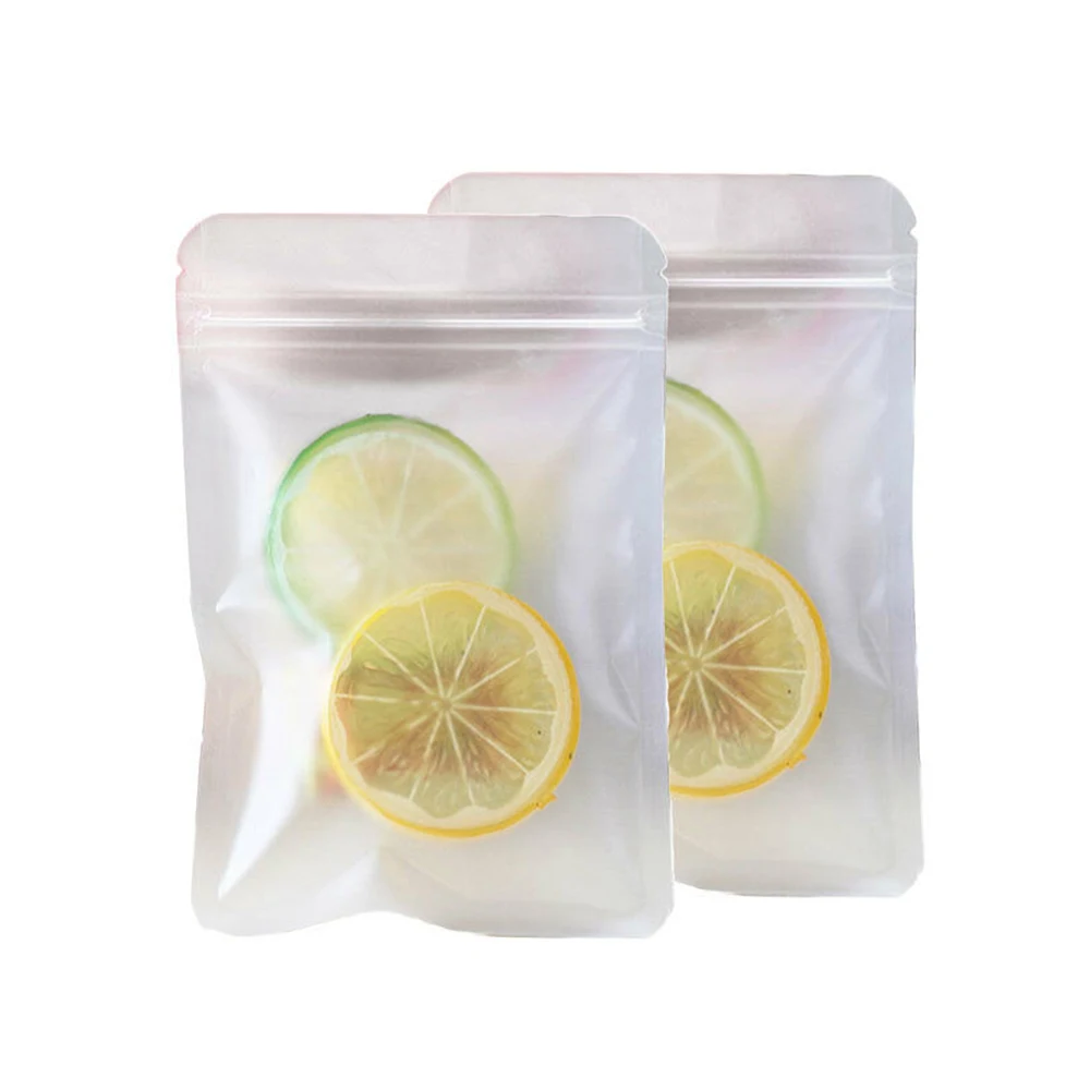

100Pcs Flat Frosted Translucent PET PE Ziplock Pouch, Heat Seal Reusable Food Storage Transparent Packaging Zipper Bag