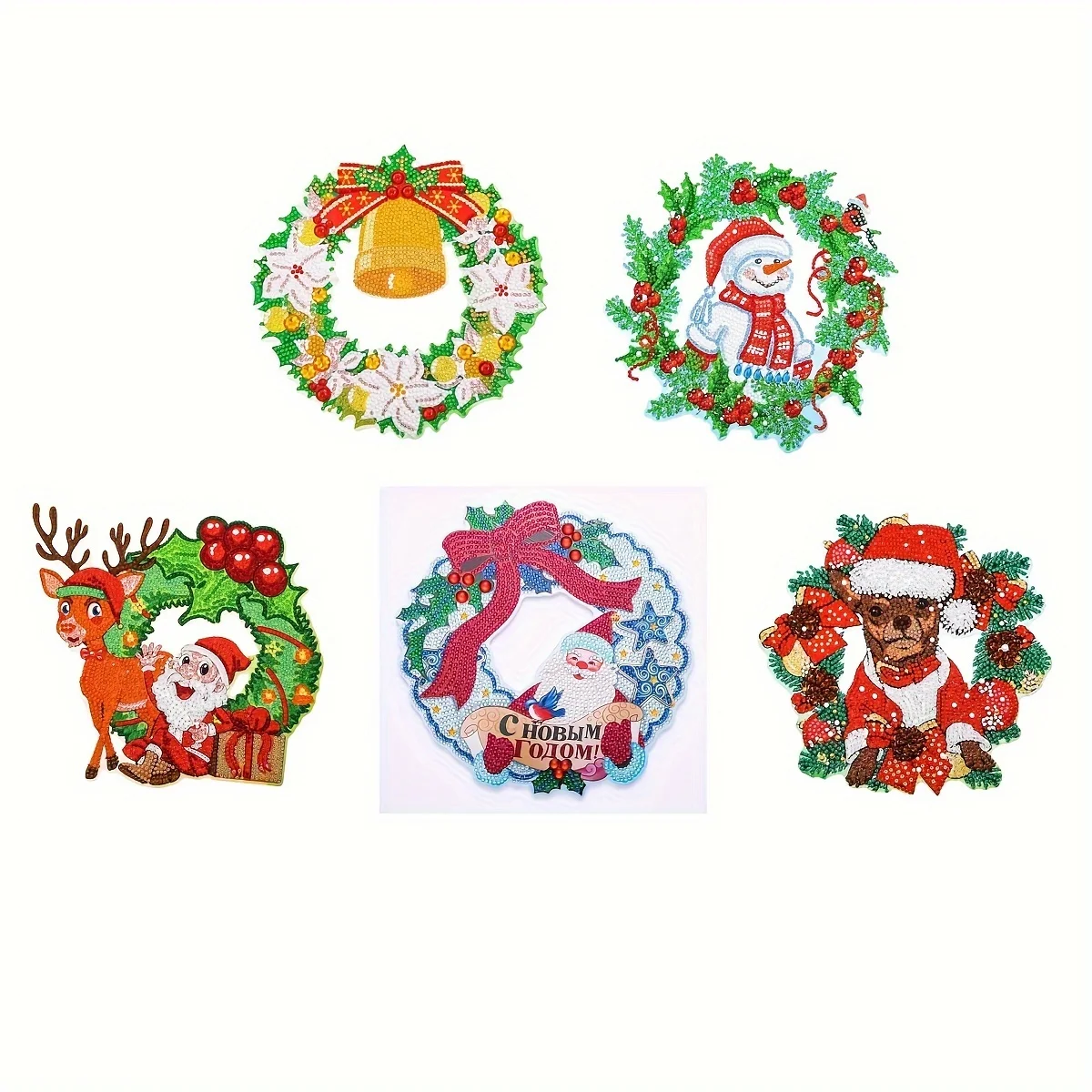 

Рождественский набор алмазной живописи, наклейки-венок, сделай сам, для рождественской семейной вечеринки, украшения стен