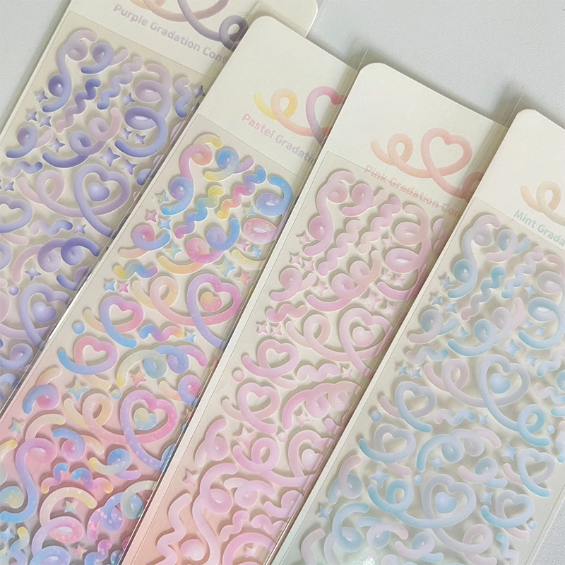 

Новинка градиентная лента в форме сердца лазерная наклейка хлопья Idol карта орнамент Скрапбукинг сделай сам материал Декоративные Канцелярские наклейки