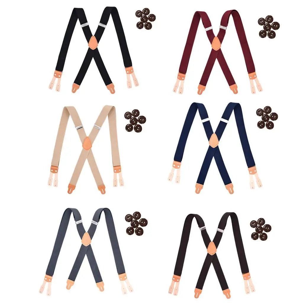 Men's suspenders, plain, Y-shaped, with button on the back,