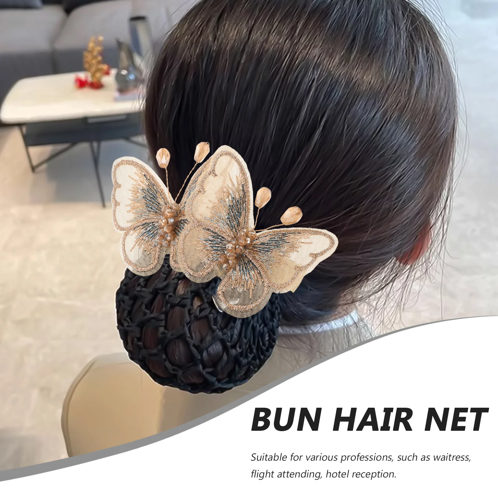 ตาข่ายคลุมผมสุภาพสตรี Bun Hairnet ตาข่ายคลุมผมสําหรับทําอาหารบริการสาวคลิปผู้หญิง