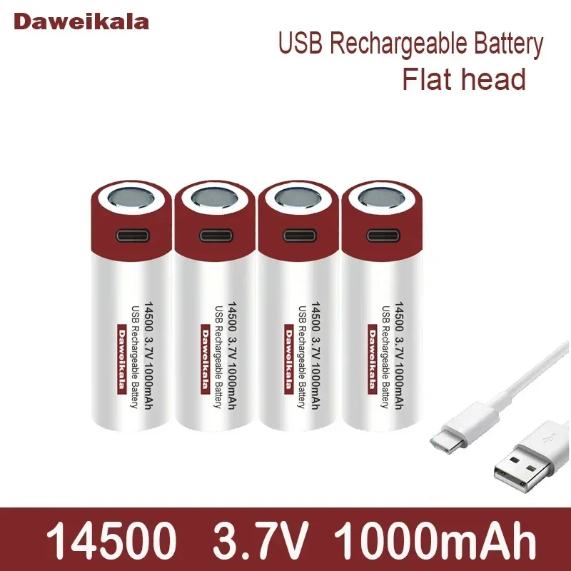 3.7V 14500 3.7V1000mAh lithium-ion battery can quickly charge USB14500 V aa rechargeable battery LED flashlight battery