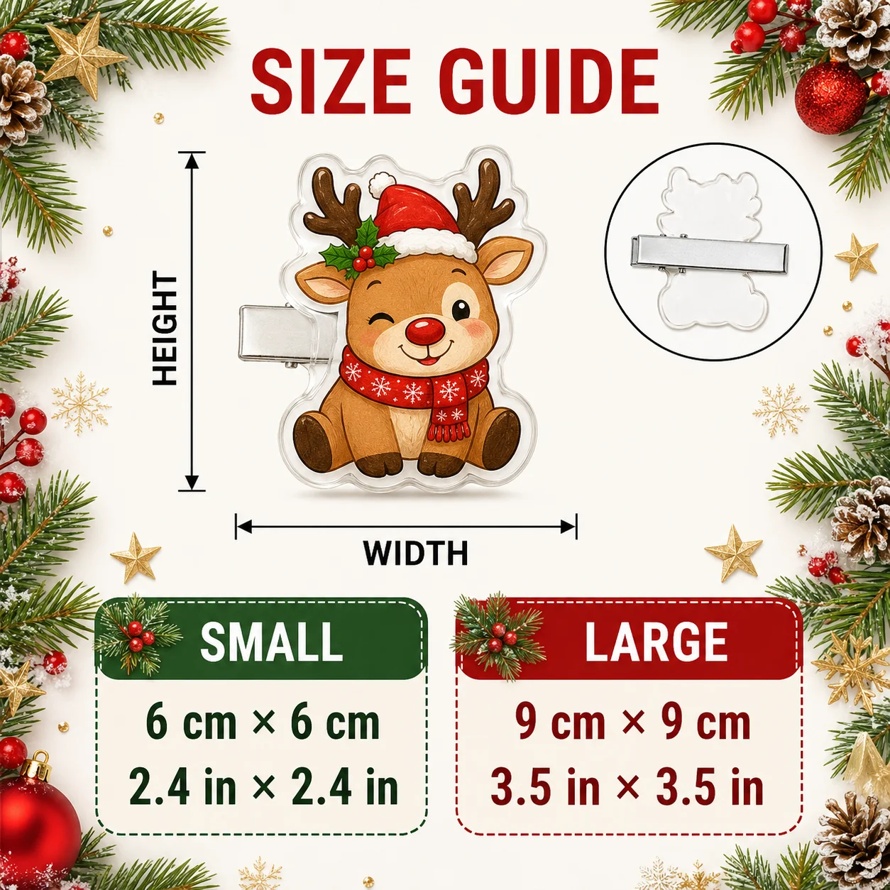 Personalized Custom Pattern Acrylic Hair Clip Christmas Cute Cartoon Santa Hairpin Festival Party Hair Decoration for Children