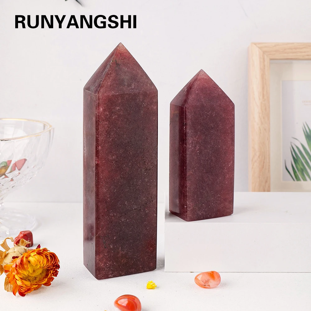 

Wholesale Natural Healing Stone Strawberry Quartz Big Size Crystal Point Magic Wand 1kg 1-3pcs