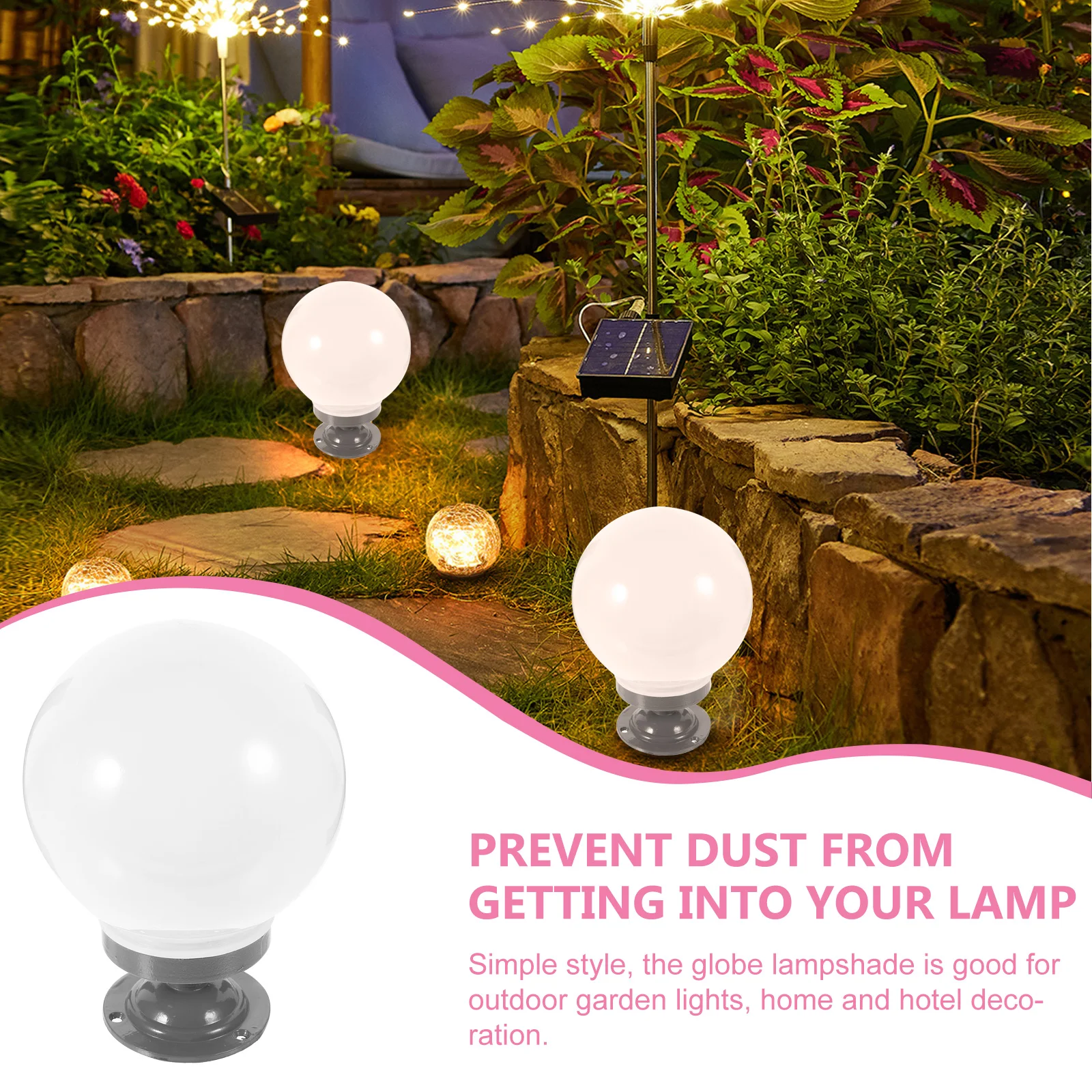 

Spherical Column Lamp Shade Outdoor Globe Lantern White Cover Replacement Post Wall Street Porch Light Acrylic Aluminum