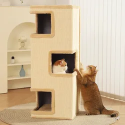 Árbol rascador compacto para gatos grandes con cama integrada y sisal
