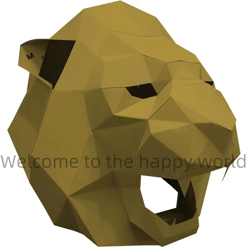 Lion Head Mask for Men and Women, 3D Paper Mold, Halloween Cosplay Props, Party Dress Up, DIY Craft