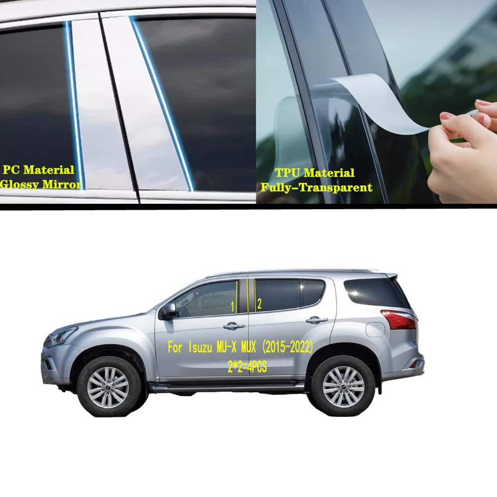 

For Isuzu MU-X MUX 2015 2016-2022 Car TPU/Glossy Mirror Pillar Post Cover Door Trim Window Molding Sticker Plate Accessories