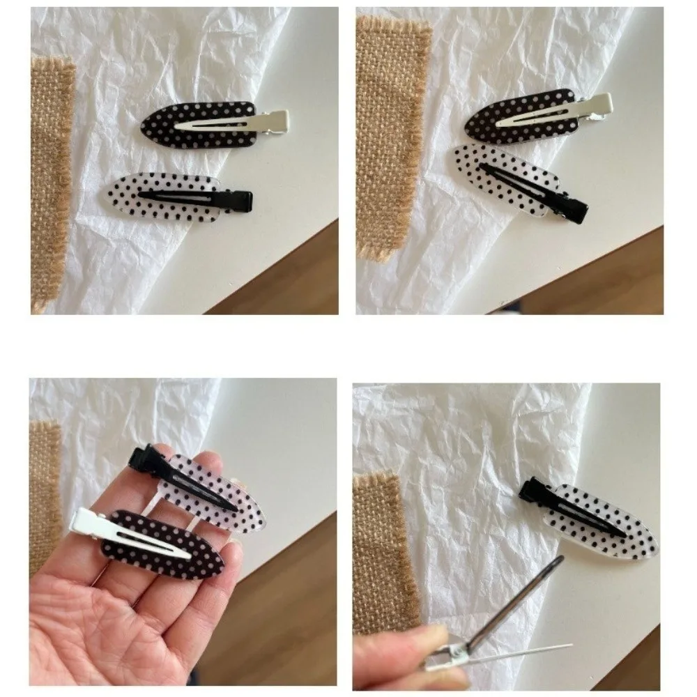 Pinces à cheveux en acrylique noir et blanc à pois, antidérapantes, sans couture, maintien sûr, accessoires élégants pour coiffure quotidienne