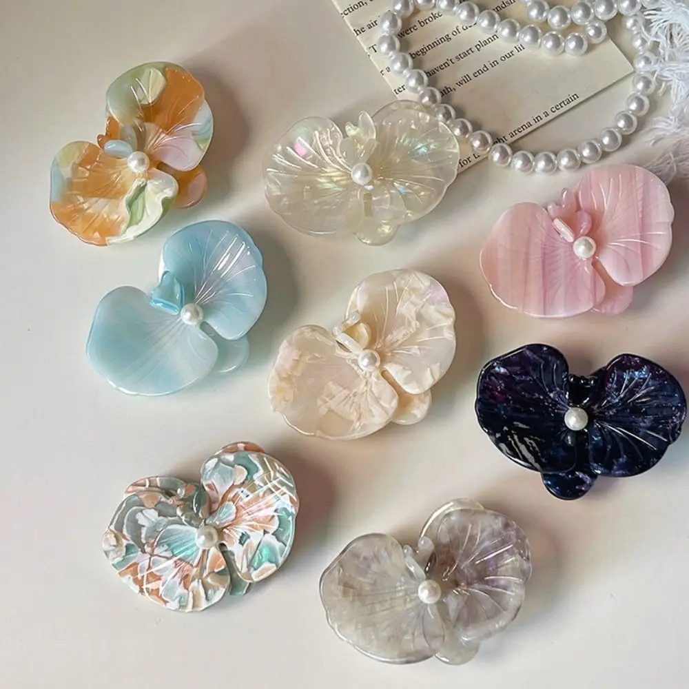

Side Clip Acetic Acid Hairpin Butterfly Orchid Korean Style Flower Duckbill Clip Back Clip Hair Accessories Fresh Barrettes