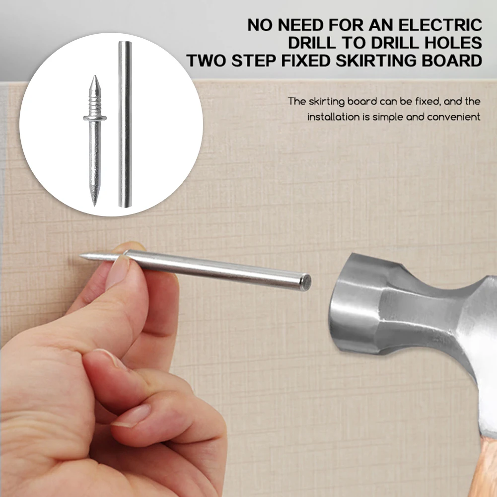 100pcs Carbon Steel Nails For Seamless Baseboard Installation High Strength Single Head Two-Way Hardware Non-Marking Nails