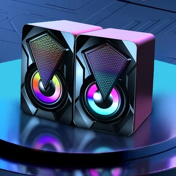 컴퓨터 스피커 PC 미니 사운드 박스, HIFI 스테레오, USB 유선, LED 조명 RGB, 데스크탑 컴퓨터 노트북 오디오용