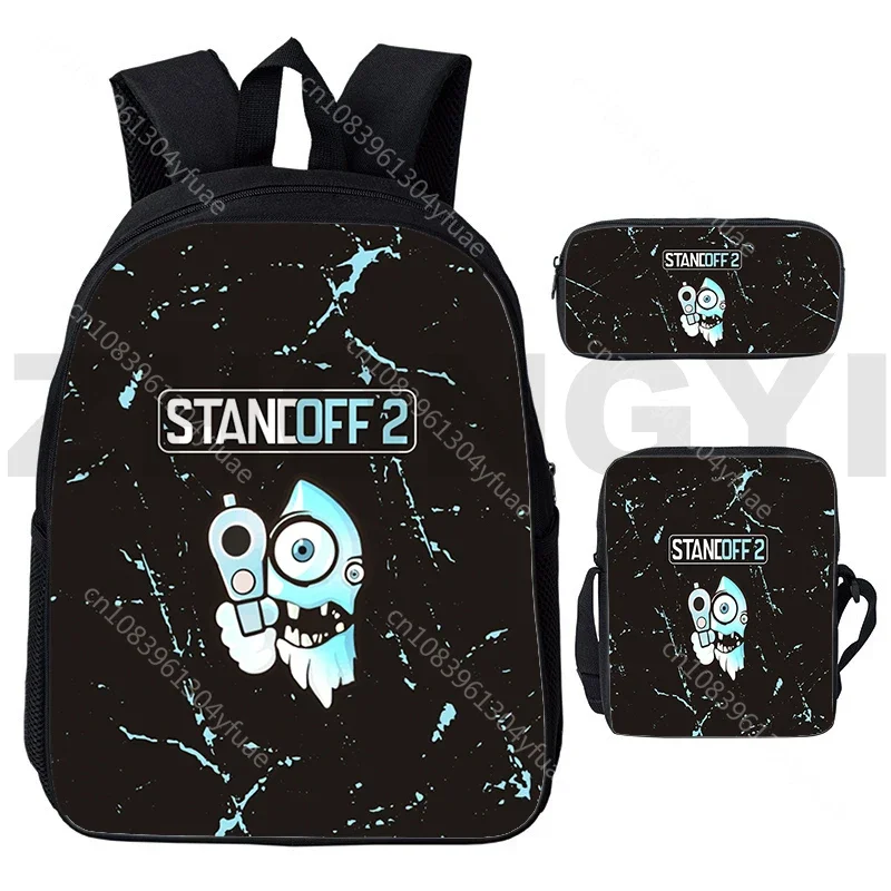 Mochilas de Anime 3D para Crianças, Mochila, Livro, Caderno, Urbano, Laptop, Lápis, Diário, Ombro, Hot Game, Standoff 2, 3 Pcs, Conjunto