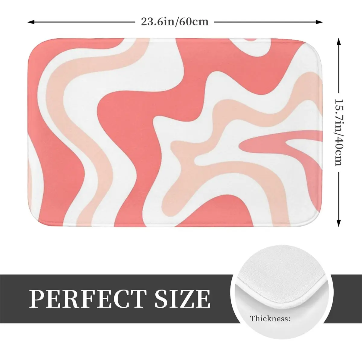 Liquid Swirl Retro Abstract Pattern In Blush Pink Tones On White Non-slip Doormat Floor Mat Water oil proof Carpet Rug