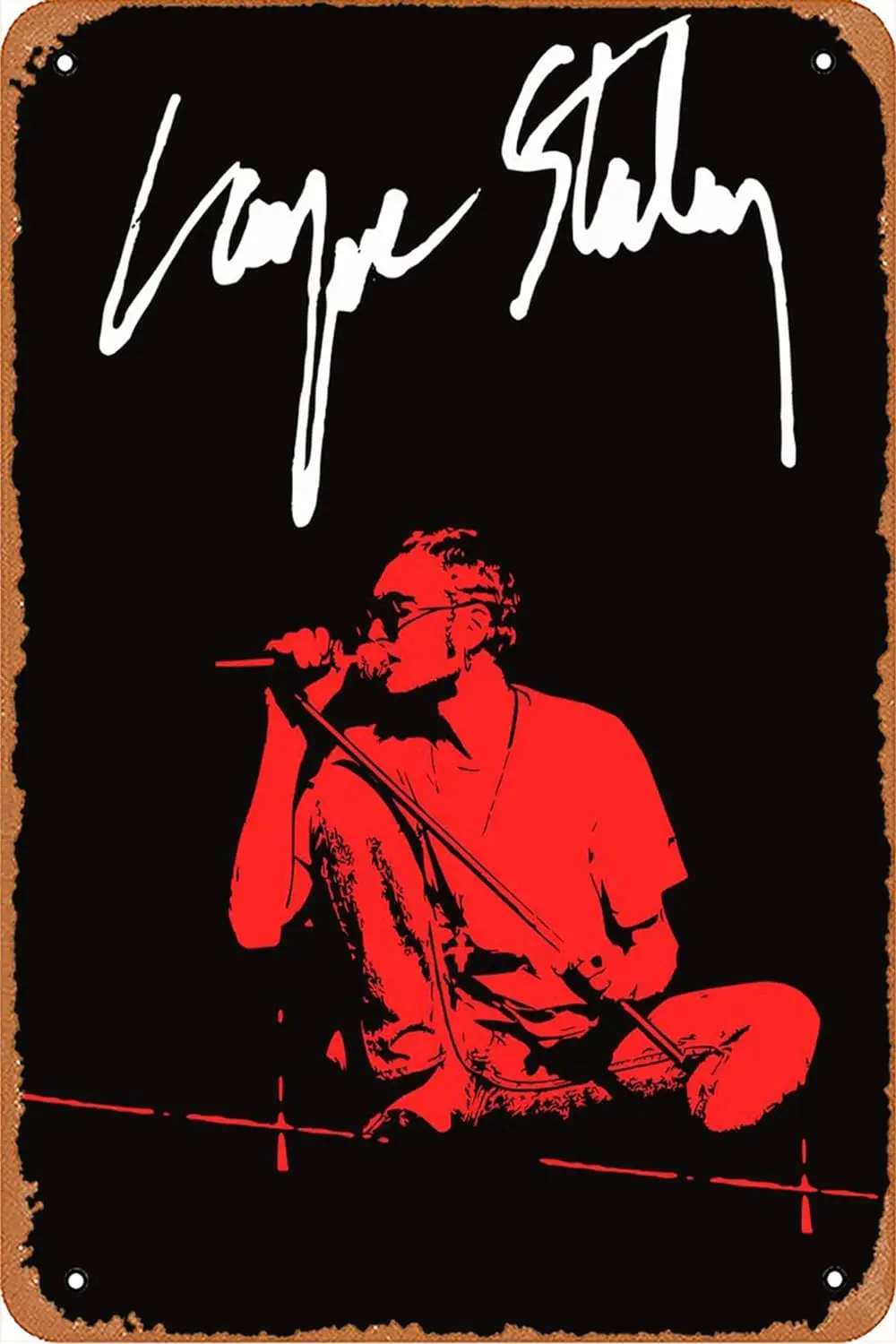 Seattle Grunge Scene Layne Staley Metal Tin Sign Poster Vintage Art Wall Decor 12 x 8 inch