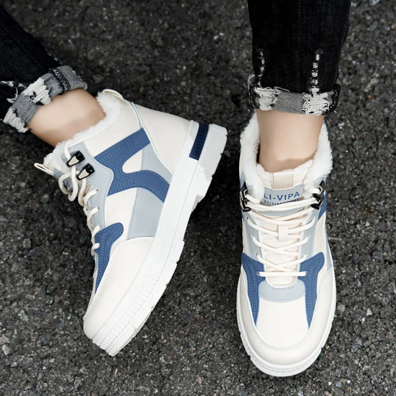 

2025 новые модные зимние хит продаж, высокие повседневные зимние ботинки, утепленные хлопковые стеганые теплые стельки на платформе, увеличивающие рост