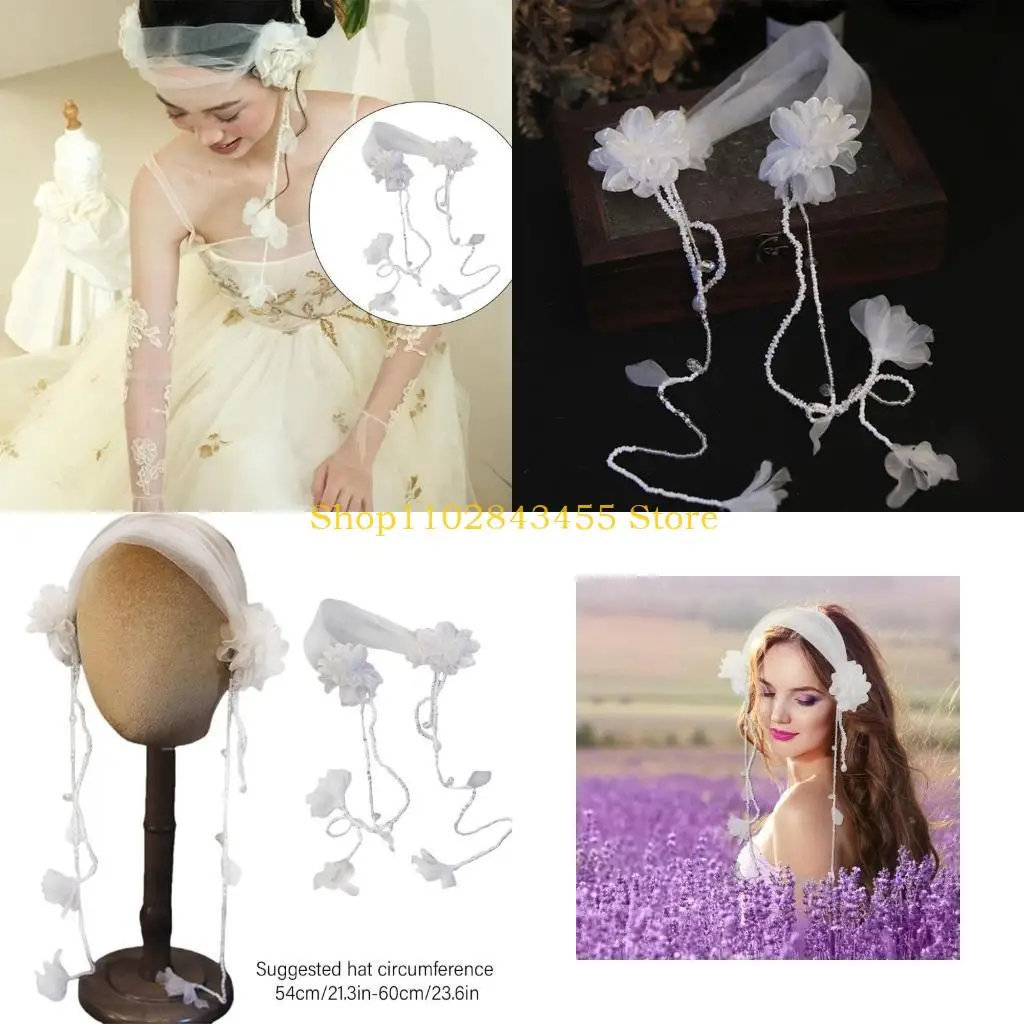 

49MC Фестивальная повязка на голову с цветочными кисточками, регулируемые и удобные шиньоны, вечерние головные уборы для невесты