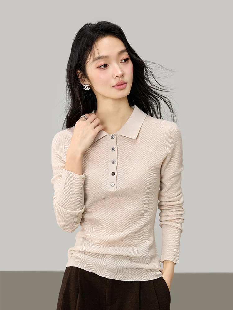 

Ele 00% Wool Ne Base irt Textured Knitwear Commute Sle Women's Soft Long Sve Regular Fit Color Sweater